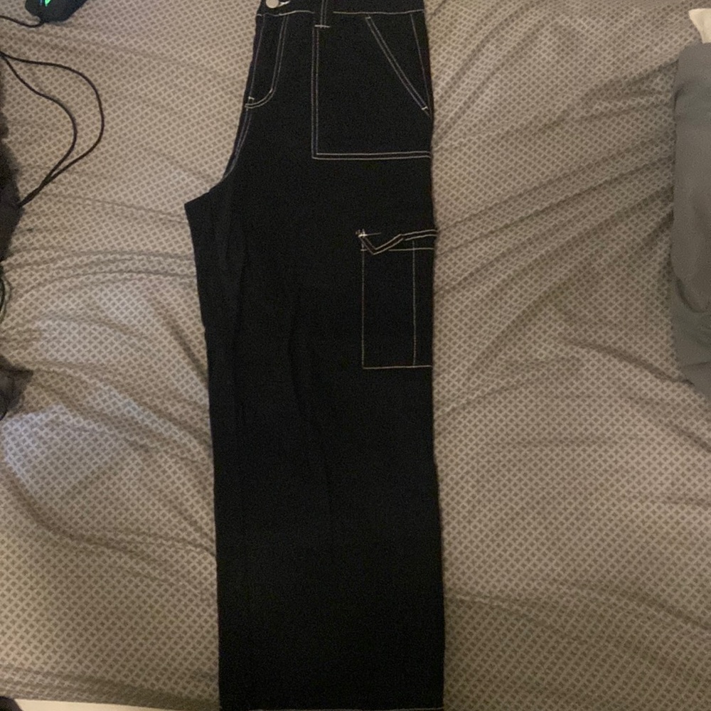 Black pant with white stitching